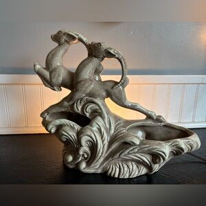 MID-CENTURY MODERN 1950s DOUBLE LEAPING GAZELLES TV LAMP/PLANTER